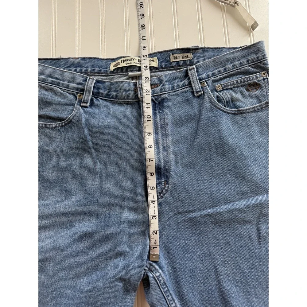 Harley-Davidson Men's Straight Leg Jeans‎ 40x32 Medium Wash Distressed